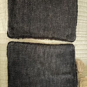 Pottery Barn Faye Textured Woven Pillow Covers (Set of 2) Charcoal Gray